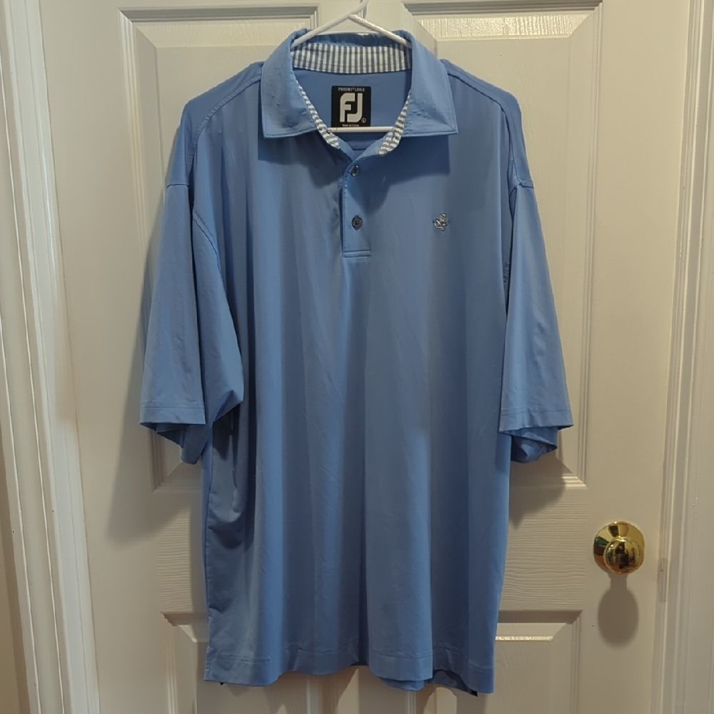 Footjoy Men's Size Large Light Blue Pro Dry Lisle Polo Shirt Preppy Golfcore